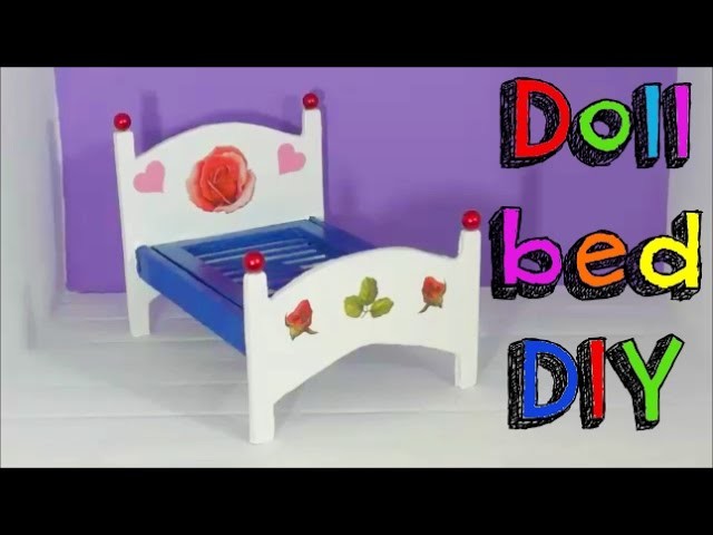 EASY CRAFTS DIY   MINIATURE BED FOR DOLL HOUSE   HOMEMADE TOYS