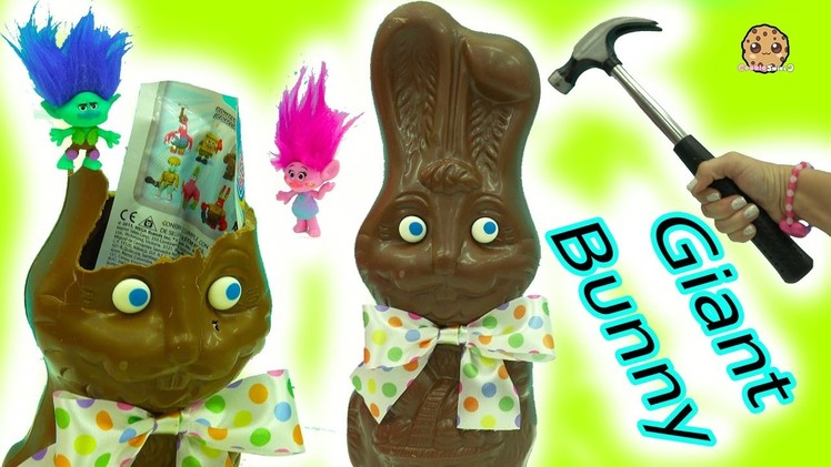 Hammer Smash Giant Chocolate Bunny with Surprise Blind Bags + Easter DIY Boss Baby & Trolls Eggs