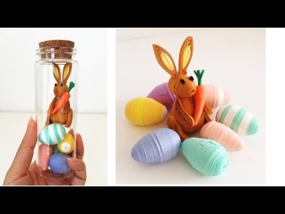Paper Quilling Easter Bunny with Eggs 3D. Paper Quilling Easter Learning video