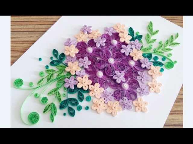 Paper Quilling Flower Card For beginner Learning Video 13. Paper Flower Card