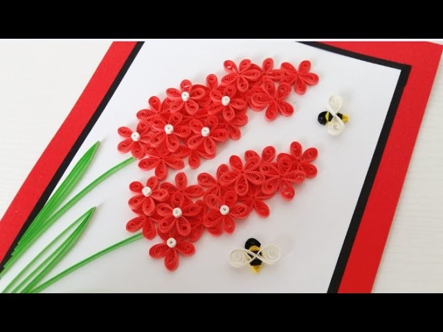 Paper Quilling Flower For beginner Learning Video 14. Paper Flower Card