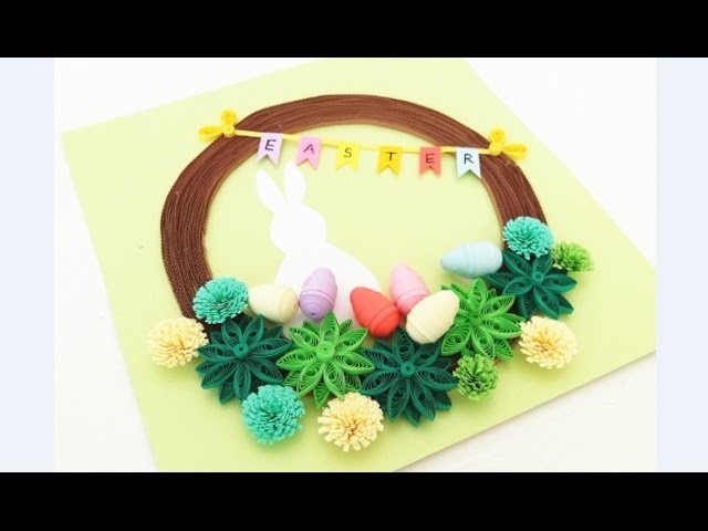 Paper Quilling Wreath for Easter 4.Paper  Quilling Easter Home Decoration