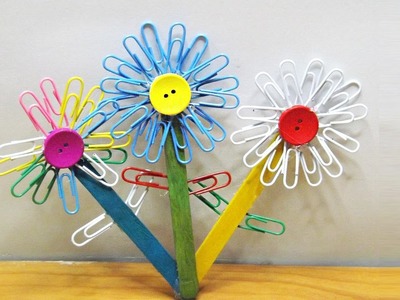 Popsicle Stick Craft | DIY Paper Clip Flowers | Easy & Simple