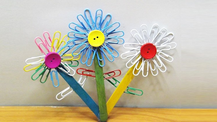 Popsicle Stick Craft | DIY Paper Clip Flowers | Easy & Simple