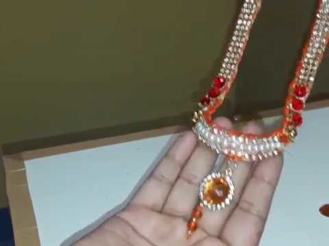 Silk thread long necklace.HowTo Make Bridal Necklace.Designer Necklace set.DIY Necklace set Tutorial
