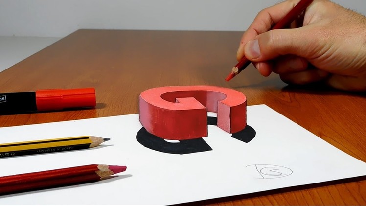 Try to do 3D Trick Art on Paper, floating letter G