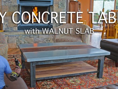 DIY Concrete Table with a Walnut Slab