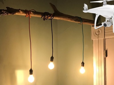 DIY Corner Lamp - How to create a very cool looking lamp with a wood stick and cloth pendant lights