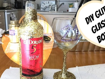 DIY GLITTER WINE GLASSES & ALCOHOL BOTTLES