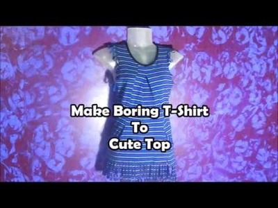 DIY Make Boring T Shirt To Cute Top (No sew)  No sew DIy Fashion | No Sew T shirt Alteration