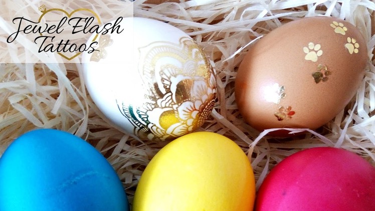 DIY Metallic Tattoos to Decorate Easter Eggs Cute Gold Egg Decorating Ideas by Jewel Flash Tattoos
