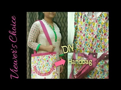 DIY trendy kurti bag.recycle kurti.handbag.VIEWER"S CHOICE