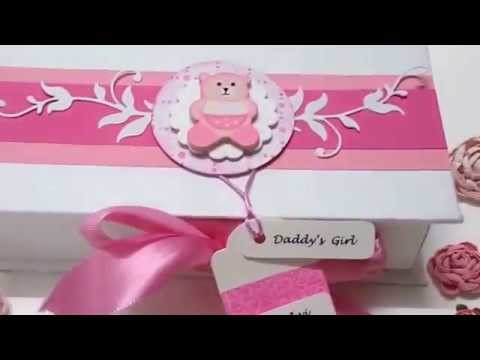 Handmade Baby Girl Announcement.Arrival Chocolate Boxes.