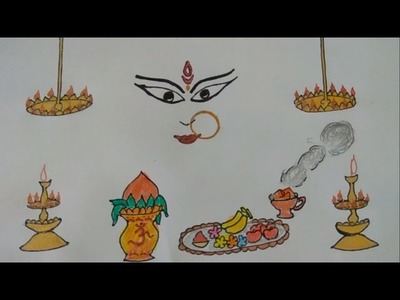 Happy Chaitra Navratri-Navratri Drawings for Kids-handmade navratri poster-handmade navratri poster