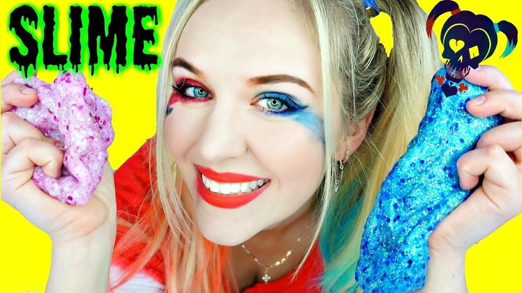 HARLEY QUINN GLITTER SLIME, Sparkly DIY with Dress Up Cosplay