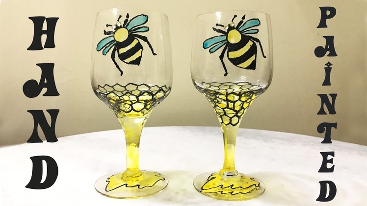 HoneyBee on Wine Glass | DIY - Glass Painting | Wedding Decoration Ideas