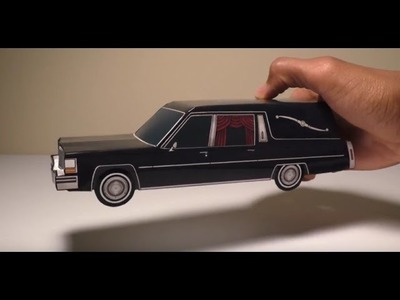 JCARWIL PAPERCRAFT 1980 Cadillac Fleetwood Funeral Hearse (Building Paper Model Car)