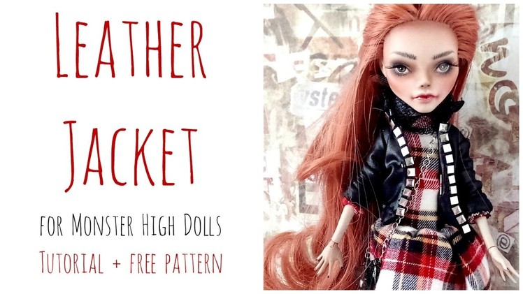 Leather jacket for Monster High doll. Black leather jacket. Doll clothes. Sewing. Tutorial