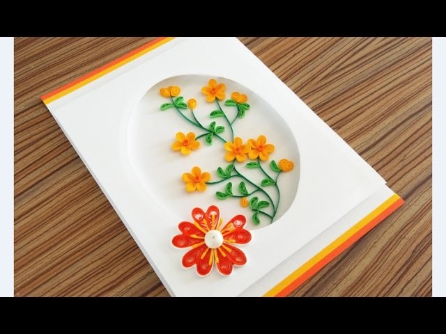 Paper Quilling Flower For beginner Learning Video 17. Paper Flower Card