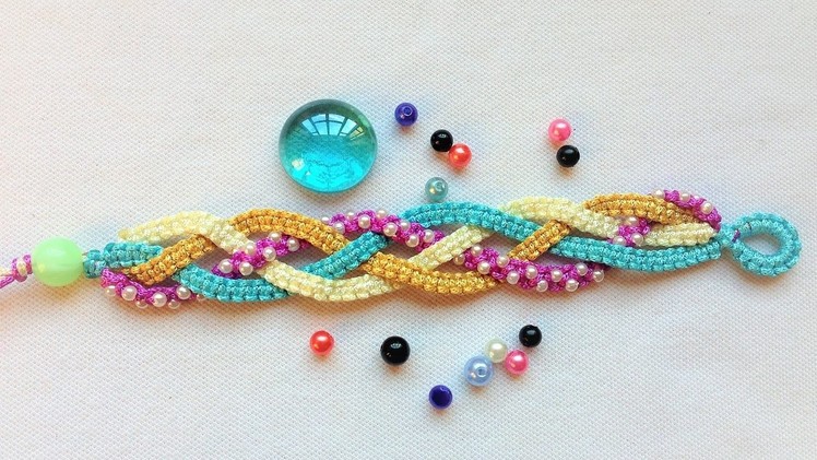Rainbow chain Braided macrame bracelet tutorial by Tita