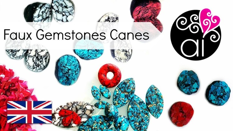 Tutorial Faux Stone Canes with Polymer Clay | Turquoise, Red Jasper, White Marble | ENG