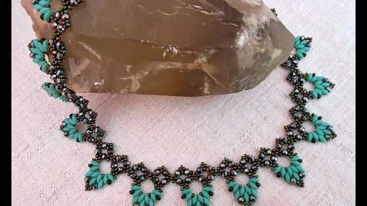 Braga beaded necklace with superduos and rondelles - Beading Tutorial