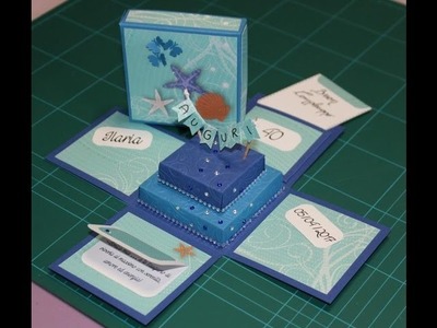 Explosion box card di  compleanno 40 anni donna - Birthday - scrapbooking DIY