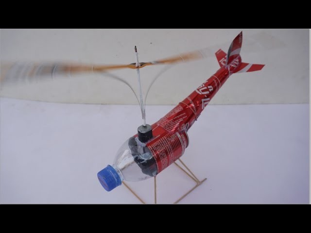 How To Make Powered Helicopter (DIY) - Electric Helicopter Using Cans And DC Motor Very Easy