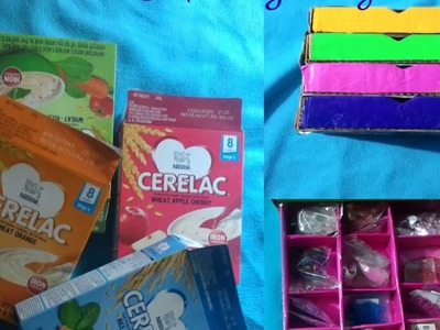 Craft organizer from waste cereal box,organizer from cardboard