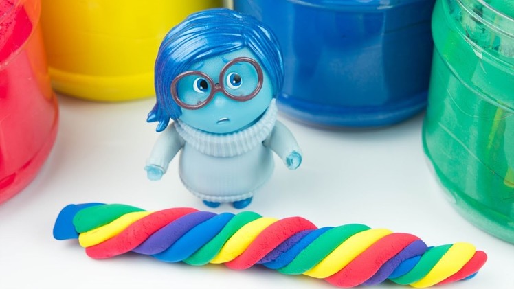 DIY Cutting Clay Rainbow and Making Shapes with Color Clay & Inside out Sadness for kids