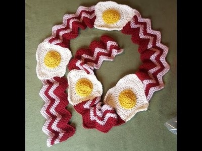 How to crochet eggs and bacon scarf tutorial (part1of2)