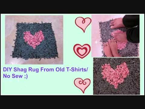 How To Make A Shag Rug From Old T-Shirts. No sew :)
