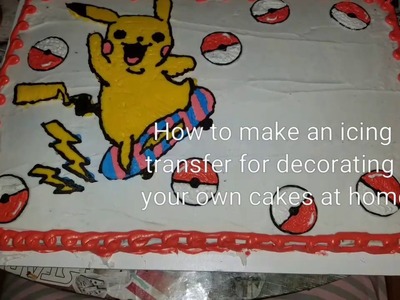 How to put a picture on a cake with icing transfer diy cake decorating pokemon cake no fondant