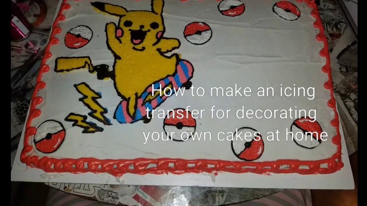 How to put a picture on a cake with icing transfer diy cake decorating pokemon cake no fondant