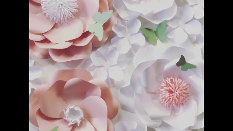 Wild Rose & Hydrangea paper flowers mini backdrop