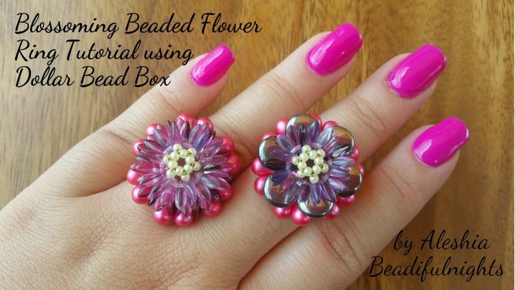 Blossoming Beaded Flower Ring Tutorial using Dollar Bead Box