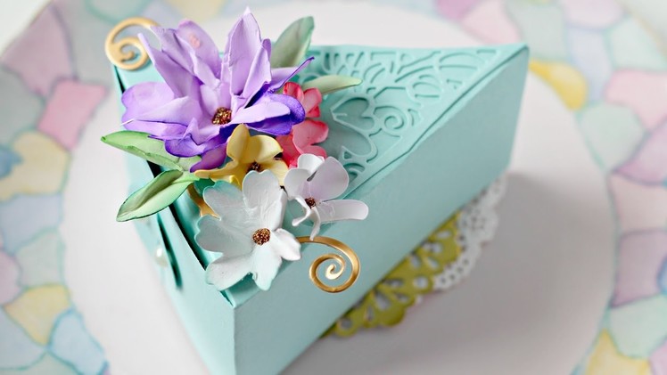 Cake Slice Box and Wrinkled Flowers Tutorial