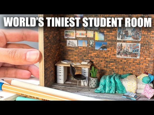 Miniature Student Room.Dorm Sculpture. How To Tutorial w. Graphicstock