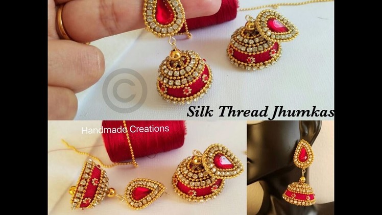 Silk Thread Bridal Jhumkas||Silk Thread Jewellry (Tutorial)