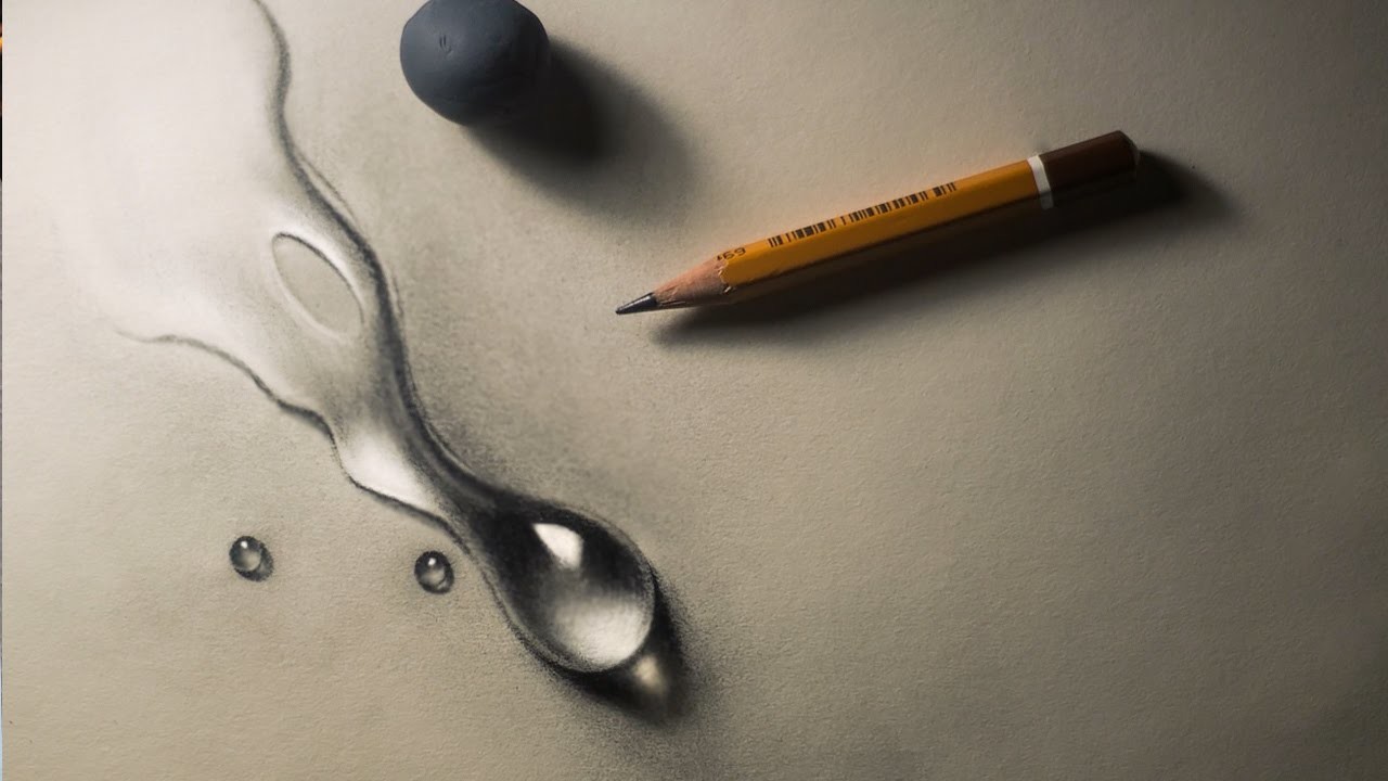 3D Drawing water drop step by step, Realistic