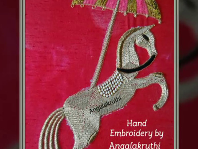#Angalakruthi Hand embroidery designs_ Horse embroidery on kids dress