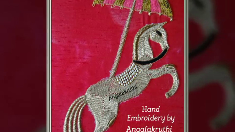 #Angalakruthi Hand embroidery designs_ Horse embroidery on kids dress