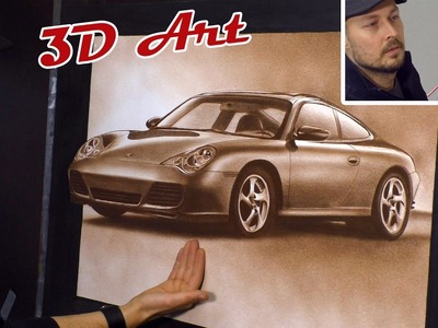 Drawing Porsche 996 in oil 3D optic. speed painting