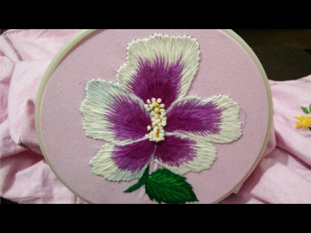 Hand embroidery beautiful hibiscus flower
