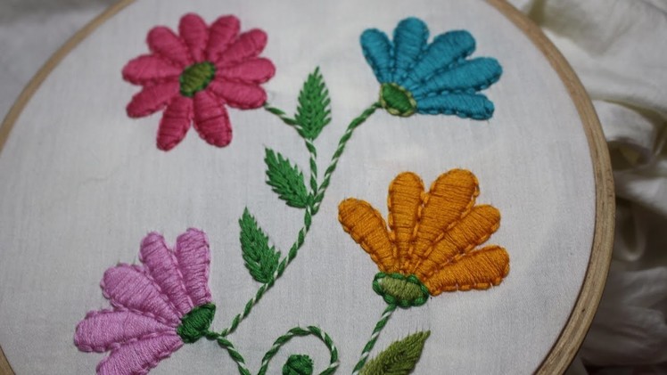 Hand Embroidery Designs | Satin stitch | Stitch and Flower-128