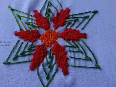 Hand Embroidery Flower Design Kamali Work by Amma Arts.