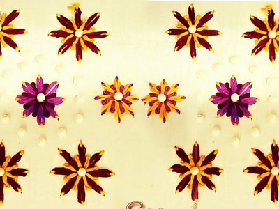 Hand embroidery : Lazy Daisy Flowers stitch, With Long French knots And Pearls