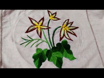 Hand embroidery long and short stitch shading flower