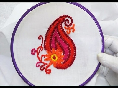 Hand Embroidery - Satin and Bead Stitch ( Design for Shari.Saree )