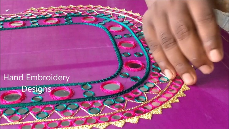 Hand embroidery tutorial for beginners | Basic embroidery stitches | mirror work embroidery designs
